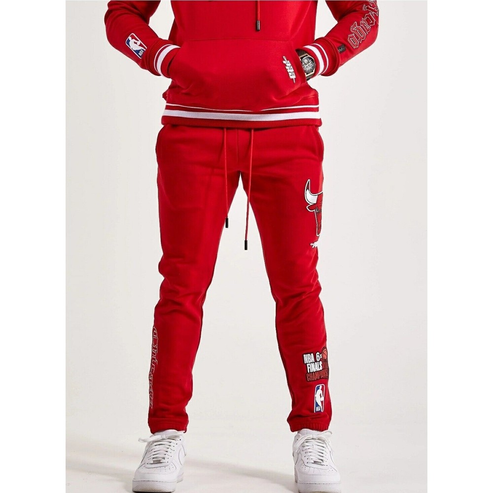 Pro Standard NBA Chicago Bulls 6X Champs Fleece Men's Red Sweatpants New.